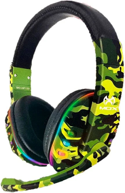 Headset gamer mox camuflado com led