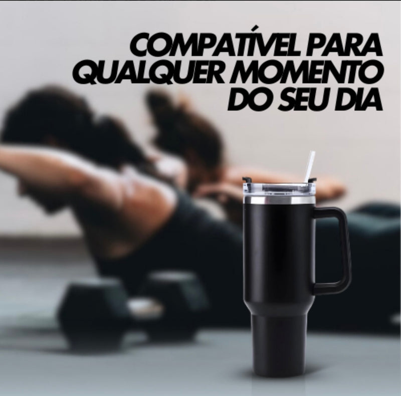 Copo Térmico Grande 1200 Ml Canudo  Parede Dupla “cor sortida”