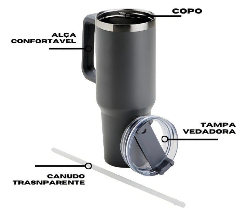 Copo Térmico Grande 1200 Ml Canudo  Parede Dupla “cor sortida”